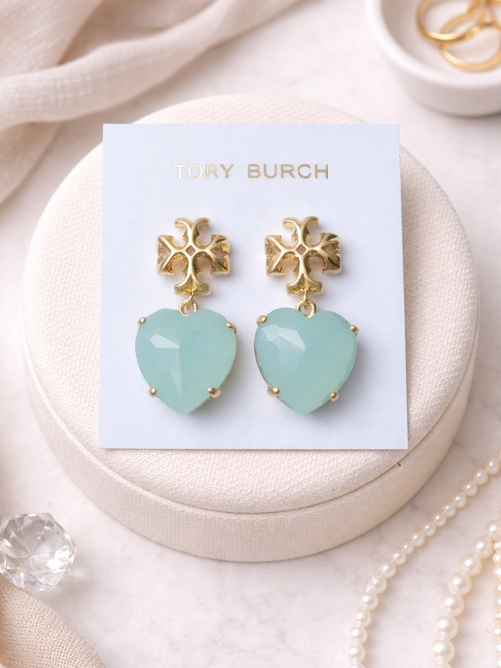 ⚡️Sale⚡️Tory Burch Heart Drop Earrings | Mint Green